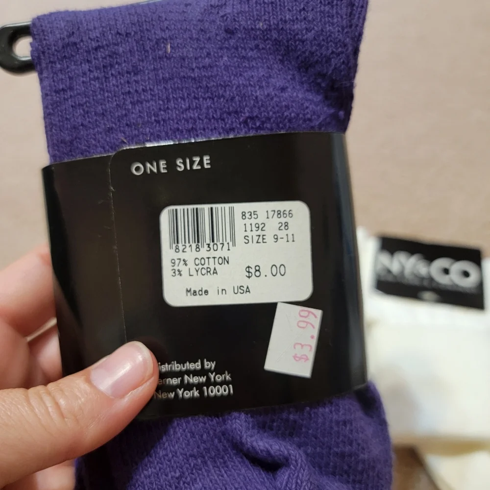 New York & Company‎ Womens New Socks 3 Pair Lot 2 Ivory White And 1 Purple
